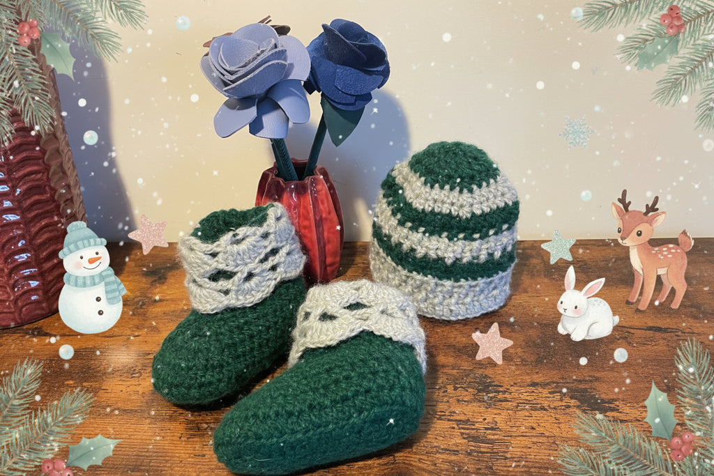Baby hat and booties set