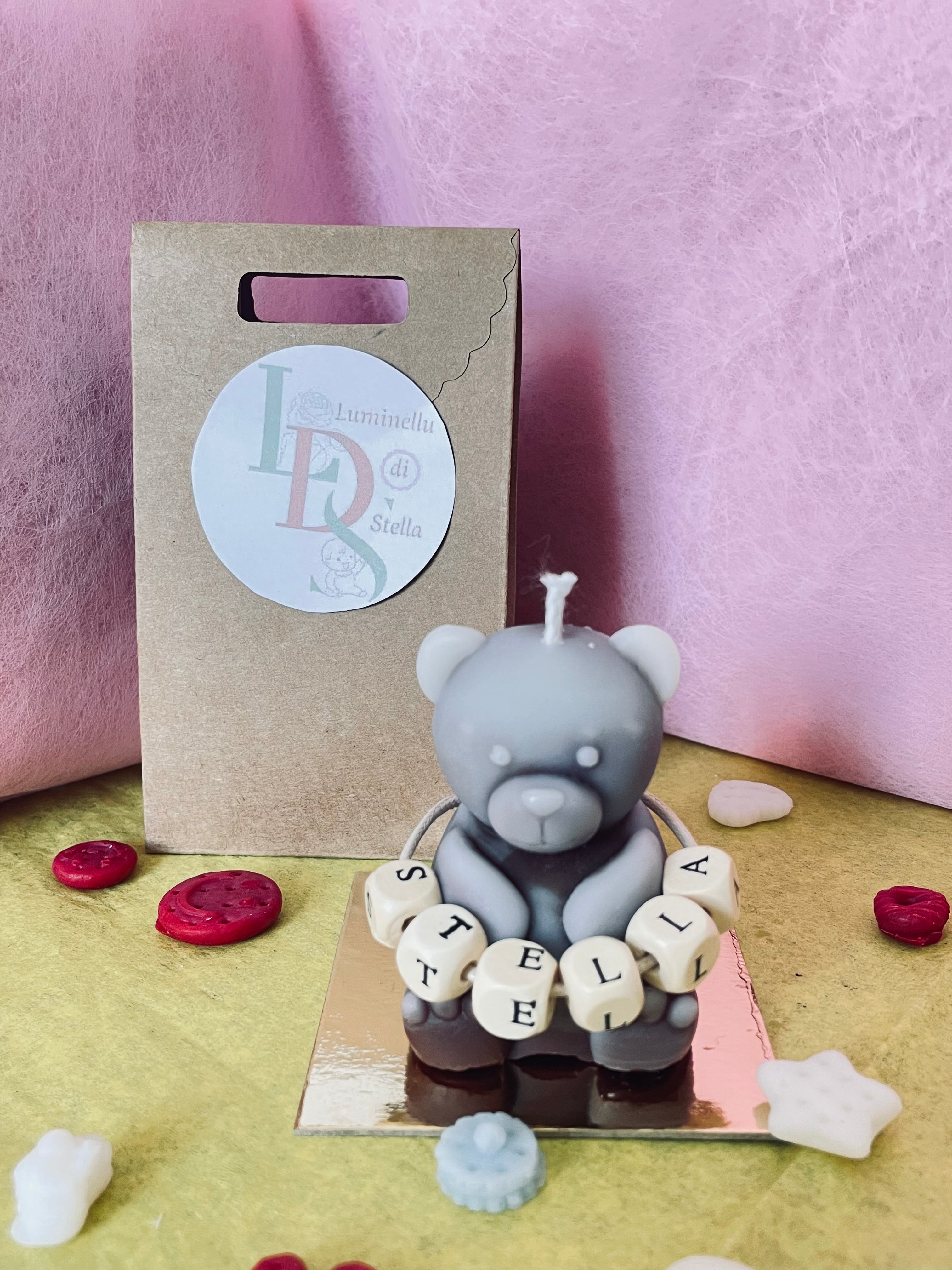 Bougie Ourson + Prénom Artisanale